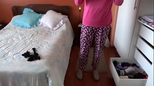 Stepmother makes me cum and takes full milk on her tits and hairy pussy, she moans for cock